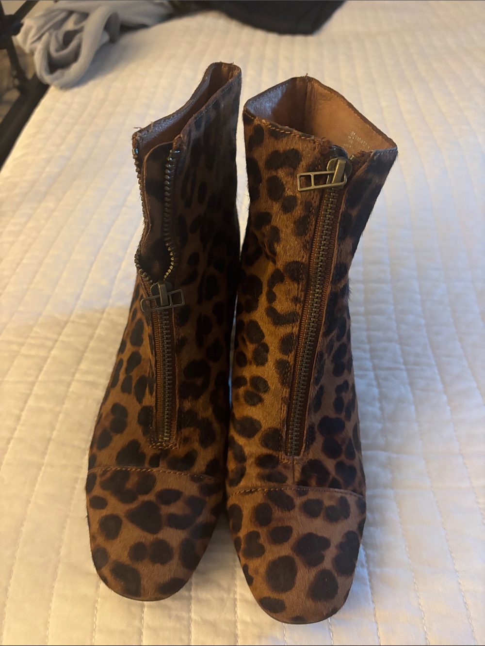 Madewell Leopard-Print Front-Zip Ankle Boots - Brown/Black